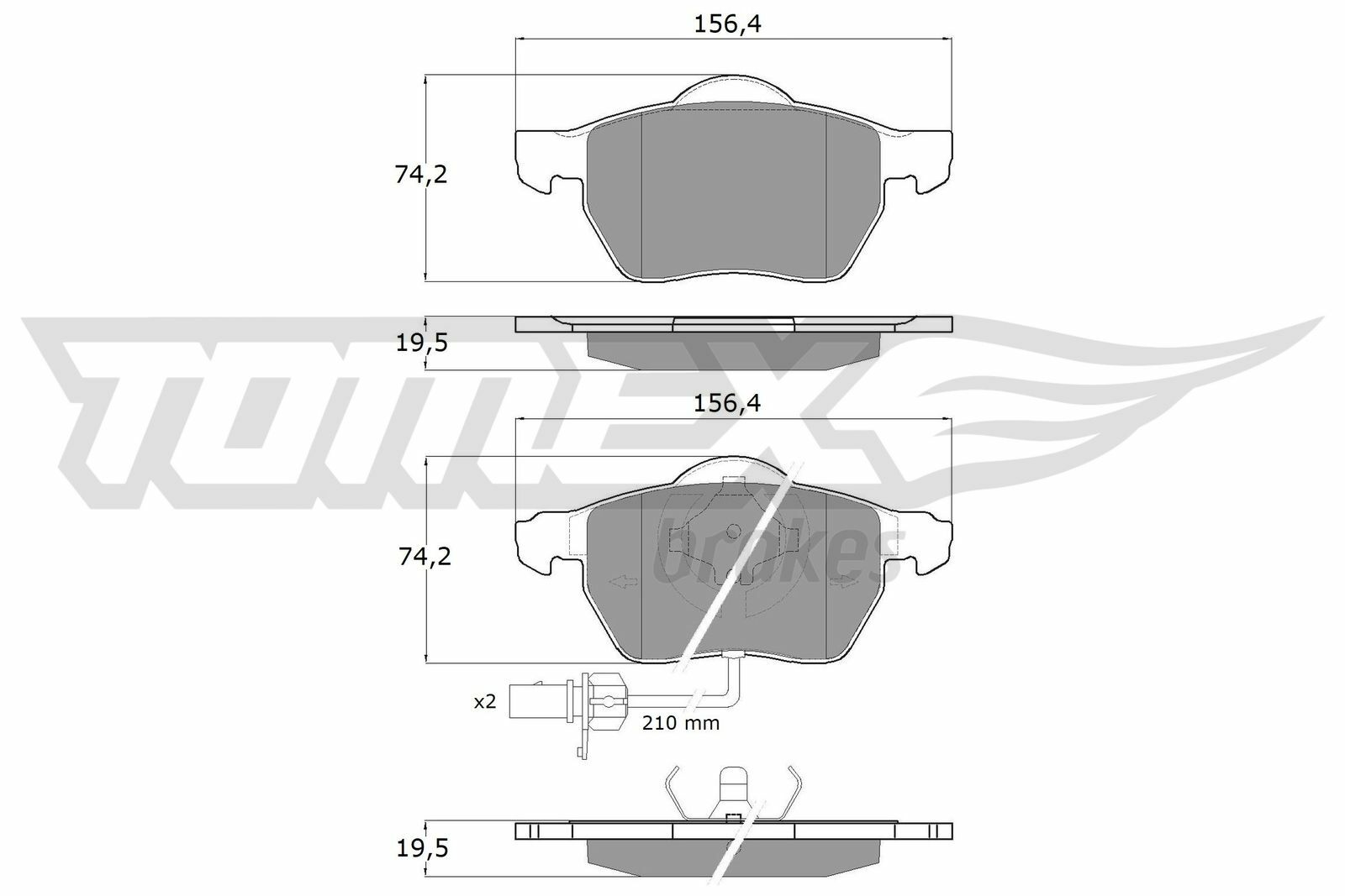 Sada brzdových destiček, kotoučová brzda TOMEX Brakes